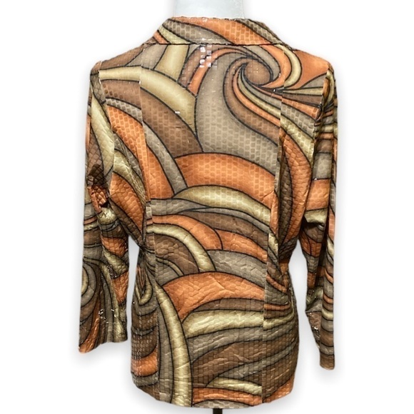 EXCLUSIVELY Misook Abstract Paillette Sequin Full Zip Jacket Shiny Women Size S - Picture 2 of 7